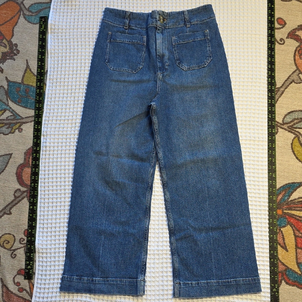 Pilcro Women's Blue Cropped Wide-Leg Jeans